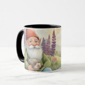 Niedlicher Gnom und Igel Blumen-Tasse Tasse (Vorderseite Links)