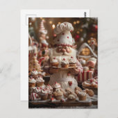 Niedlicher Gnome-Bäcker, umgeben von Kuchen und Le Postkarte (Vorne/Hinten)