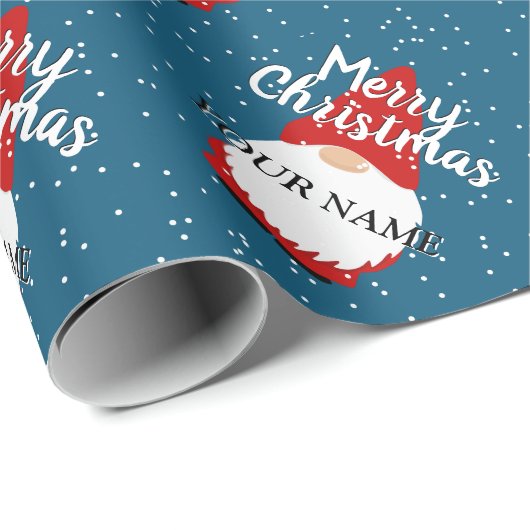 Niedlicher Gnome-Cartoon personalisiert Weihnachte Geschenkpapier (Rolleneckpunkt)