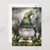 Niedlicher Gnome, der seine Zauberbücher liest Postkarte (Vorne/Hinten)