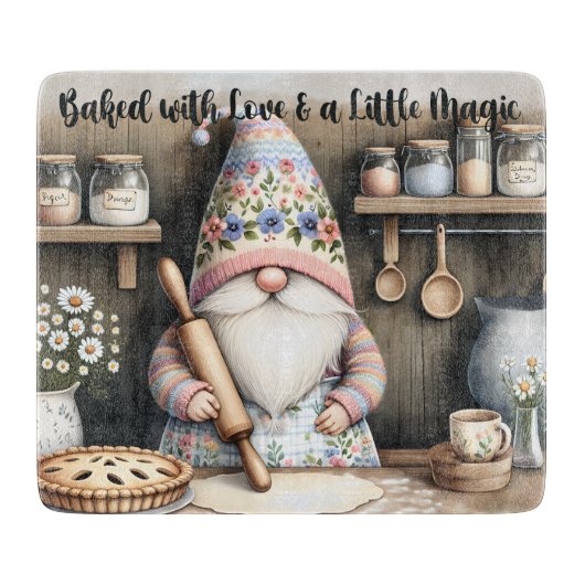 Niedlicher Gnome gebacken mit Liebe Schneidebrett (Vorderseite)
