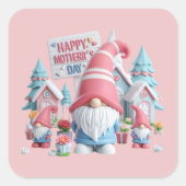 Niedlicher gnome glücklicher Muttertag Quadratischer Aufkleber (Vorderseite)