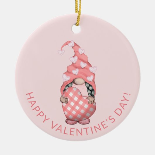 Niedlicher Gnome Happy Valentines Day Keramik Ornament (Vorne)