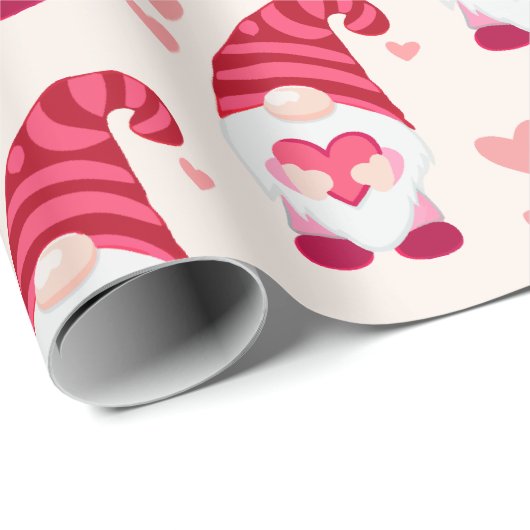 Niedlicher Gnome-Herzschmerz Valentinstag Geschenkpapier (Rolleneckpunkt)