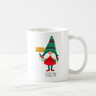 Niedlicher Gnome Holding Platard mit Grüßen Kaffeetasse