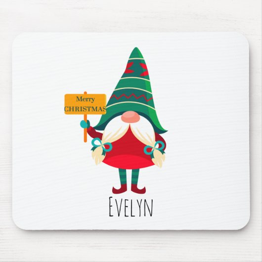 Niedlicher Gnome Holding Platard mit Grüßen Mousepad (Vorne)