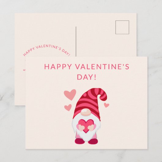 Niedlicher Gnome-Hörsaal Valentinstag Feiertagspostkarte (Vorne/Hinten)