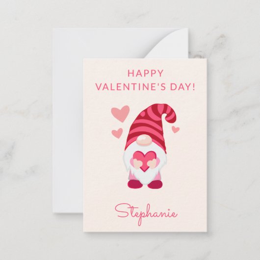 Niedlicher Gnome-Hörsaal Valentinstag Mitteilungskarte (Vorderseite)