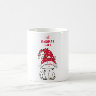 Niedlicher Gnome-Katzenhai-Cartoon mit Weihnachtsl Kaffeetasse