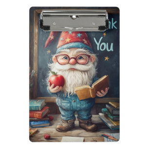 Niedlicher Gnome-Lehrer - Danke, Illustration Mini Klemmbrett