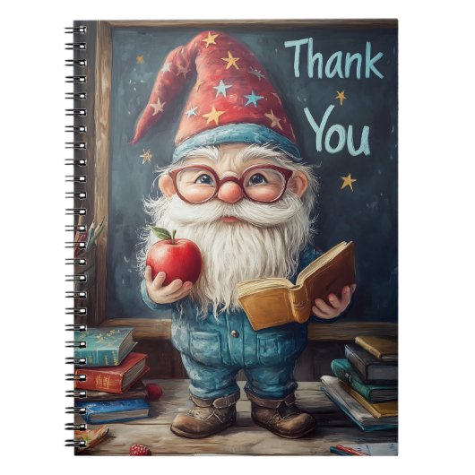 Niedlicher Gnome-Lehrer - Danke, Illustration Notizblock (Vorderseite)
