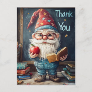 Niedlicher Gnome-Lehrer - Danke, Illustration Postkarte