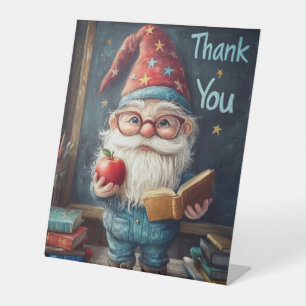 Niedlicher Gnome-Lehrer - Danke, Illustration Sockelschild