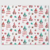 Niedlicher Gnome Muster Kindername von Santa Geschenkpapier (Flach)