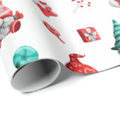 Niedlicher Gnome Muster Kindername von Santa Geschenkpapier (Rolleneckpunkt)