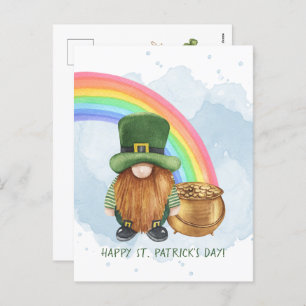 Niedlicher Gnome Pot of Gold Custom St Patrick's D Feiertagspostkarte