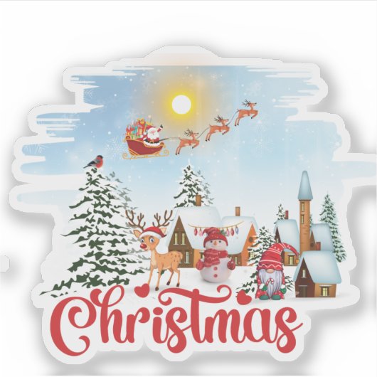 Niedlicher Gnome, Snowman feiert Weihnachtsfeierta Aufkleber (Vorderseite)