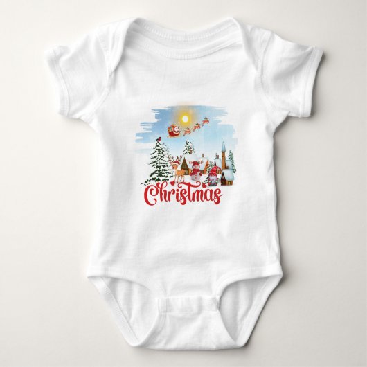 Niedlicher Gnome, Snowman feiert Weihnachtsfeierta Baby Strampler (Vorderseite)