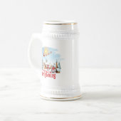 Niedlicher Gnome, Snowman feiert Weihnachtsfeierta Bierglas (Vorderseite Links)