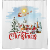 Niedlicher Gnome, Snowman feiert Weihnachtsfeierta Duschvorhang (Vorderseite)