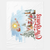 Niedlicher Gnome, Snowman feiert Weihnachtsfeierta Fleecedecke (Vorderseite)