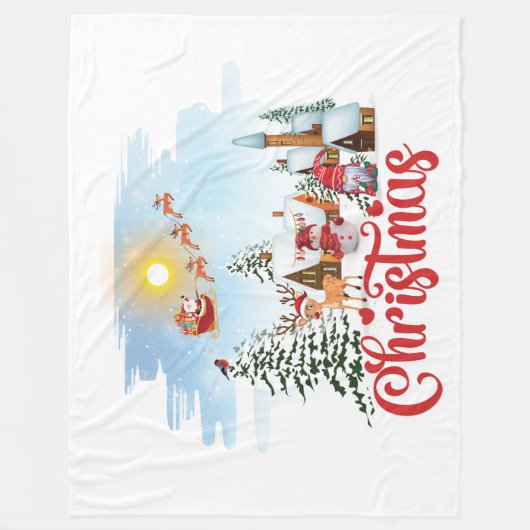 Niedlicher Gnome, Snowman feiert Weihnachtsfeierta Fleecedecke (Vorderseite)