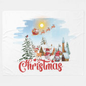 Niedlicher Gnome, Snowman feiert Weihnachtsfeierta Fleecedecke (Vorderseite (Horizontal))