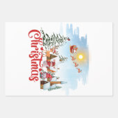 Niedlicher Gnome, Snowman feiert Weihnachtsfeierta Geschenkpapier Set (Vorderseite)