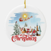 Niedlicher Gnome, Snowman feiert Weihnachtsfeierta Keramik Ornament (Hinten)