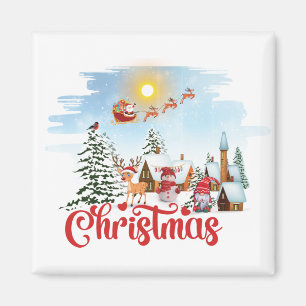 Niedlicher Gnome, Snowman feiert Weihnachtsfeierta Magnet