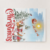 Niedlicher Gnome, Snowman feiert Weihnachtsfeierta Puzzle (Horizontal)