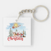 Niedlicher Gnome, Snowman feiert Weihnachtsfeierta Schlüsselanhänger (Rückseite)