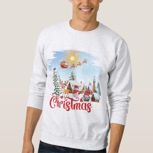 Niedlicher Gnome, Snowman feiert Weihnachtsfeierta Sweatshirt (Vorderseite)