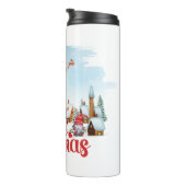 Niedlicher Gnome, Snowman feiert Weihnachtsfeierta Thermosbecher (Nach rechts gedreht)