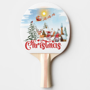 Niedlicher Gnome, Snowman feiert Weihnachtsfeierta Tischtennis Schläger