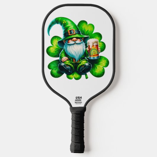 Niedlicher Gnome St Patrick's Day mit Bier | Pickleball Schläger (Rückseite)