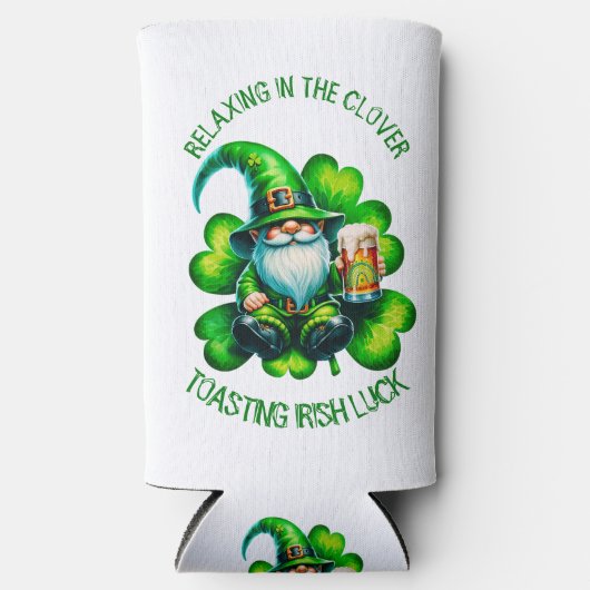 Niedlicher Gnome St Patrick's Day mit Bier | Selters Dosenkühler (Vorderseite)
