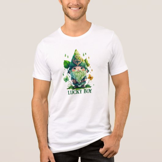 Niedlicher Gnome St. Patrick's Day Tri-Blend Shirt (Vorderseite)