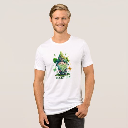 Niedlicher Gnome St. Patrick's Day Tri-Blend Shirt (Vorderseite voll)