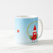 Niedlicher Gnome und Weihnachtsfeier auf Light Blu Kaffeetasse (VorderseiteRechts)