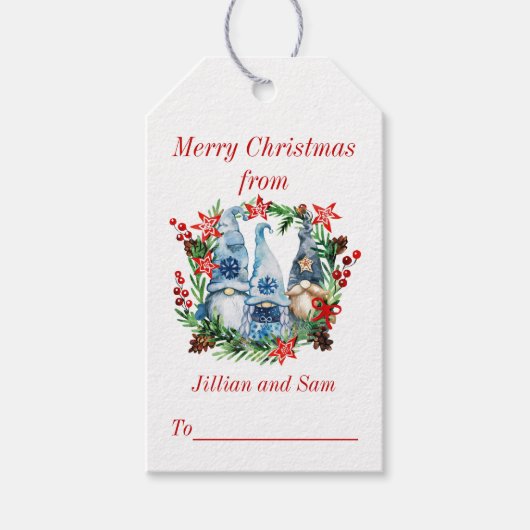 Niedlicher Gnome Weihnachten Geschenkanhänger (Vorderseite)