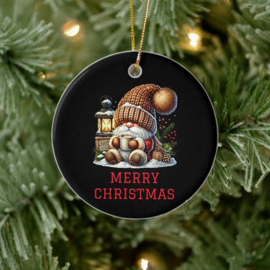 Niedlicher Gnome Weihnachten Keramik Ornament (Baum)