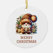 Niedlicher Gnome Weihnachten Keramik Ornament (Vorne)