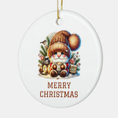 Niedlicher Gnome Weihnachten Keramik Ornament (Links)