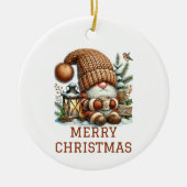 Niedlicher Gnome Weihnachten Keramik Ornament (Vorne)