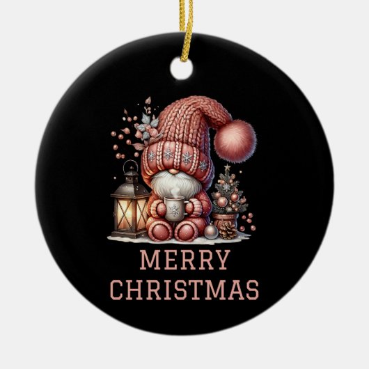 Niedlicher Gnome Weihnachten Keramik Ornament (Vorne)