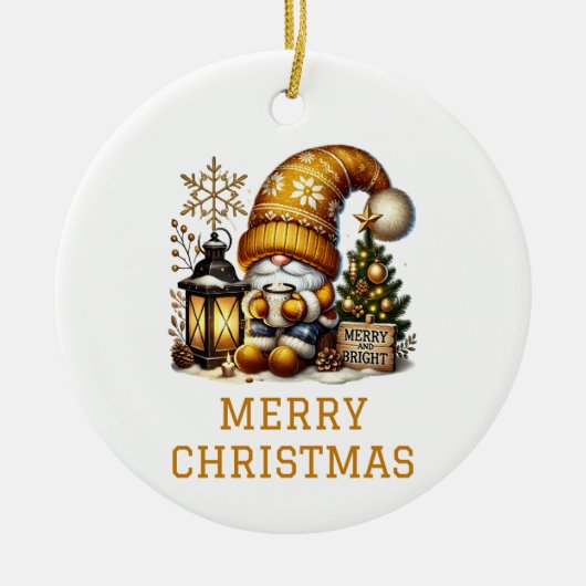Niedlicher Gnome Weihnachten Keramik Ornament (Vorne)