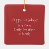 Niedlicher Gnome Weihnachtsbaum Name Happy Holiday Keramikornament (Rückseite)