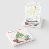 Niedlicher Gnome Weihnachtsstein Untersetzer (Seitenansicht)