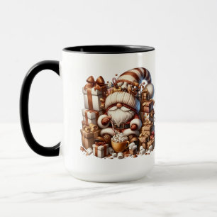 Niedlicher GnomI präsentiert Äpfel und Trauben Tasse